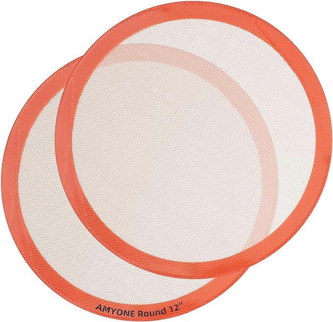 Round Silicone Baking Mats for 12 Inch Pizza Pan, 12 Inch Large Pizza Mat or by AMYONE