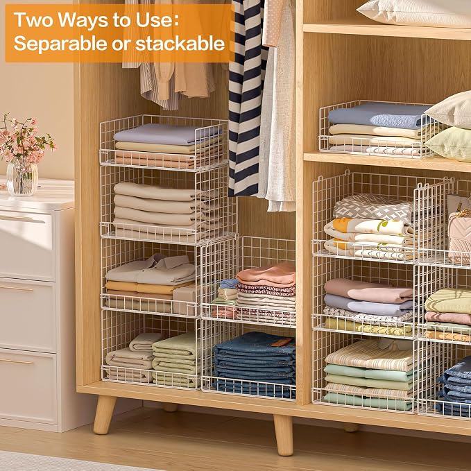 Yociyoga 4 Tier Stackable Closet Organizers and Storage Shelves, Foldable - Image 7