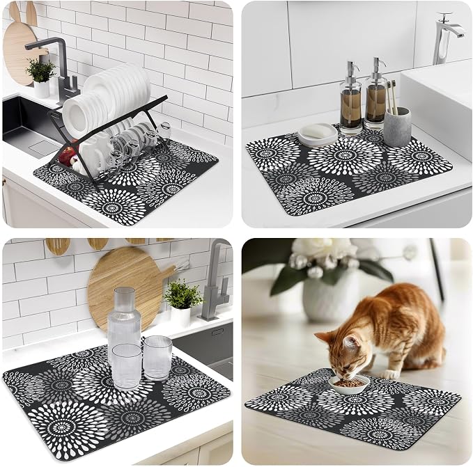 LuxStep Dish Drying Mat Super Absorbent Kitchen Counter Mat Rubber Backing - Image 7