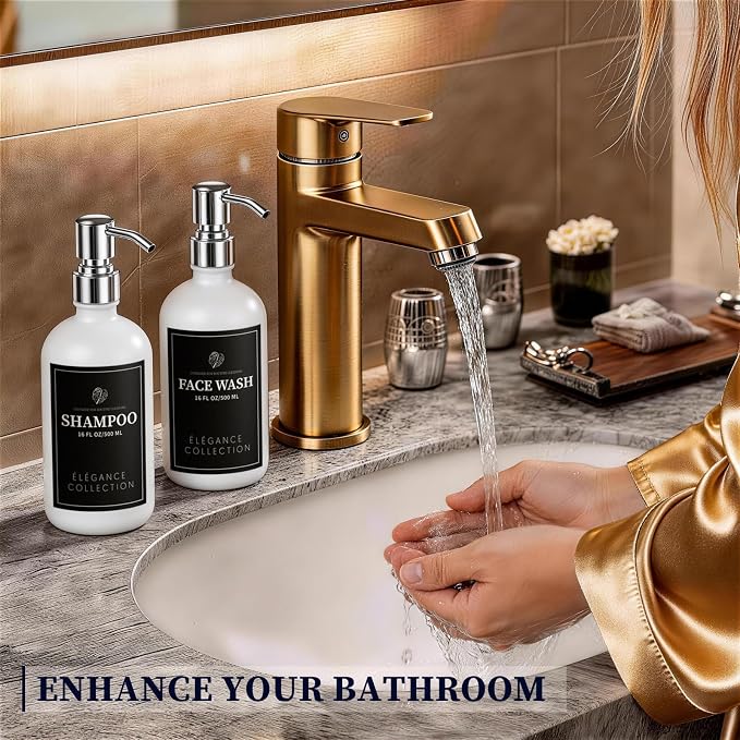 White Glass Soap Dispenser Set of 2, 16oz Hand and Dish Soap Dispenser - Image 7