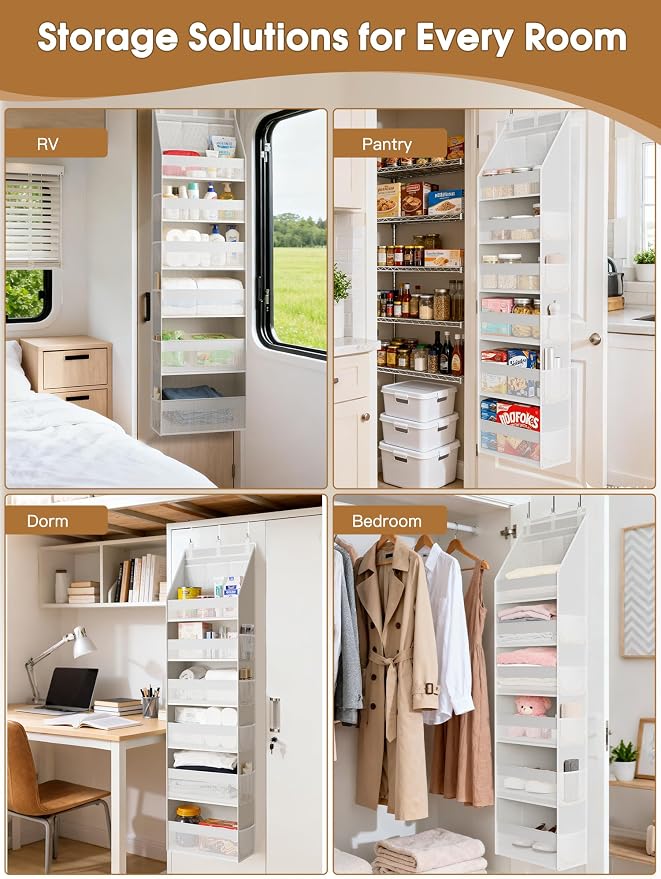 Criusia Over the Door Organizer, Heavy-Duty 6-Shelf Hanging Storage - Image 7