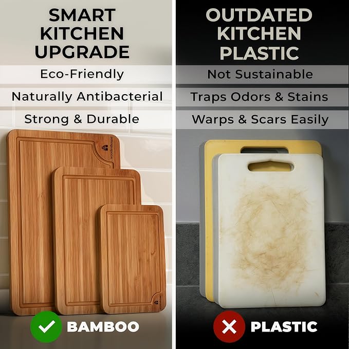 Set of 3 Bamboo Cutting Boards for Kitchen - Image 2