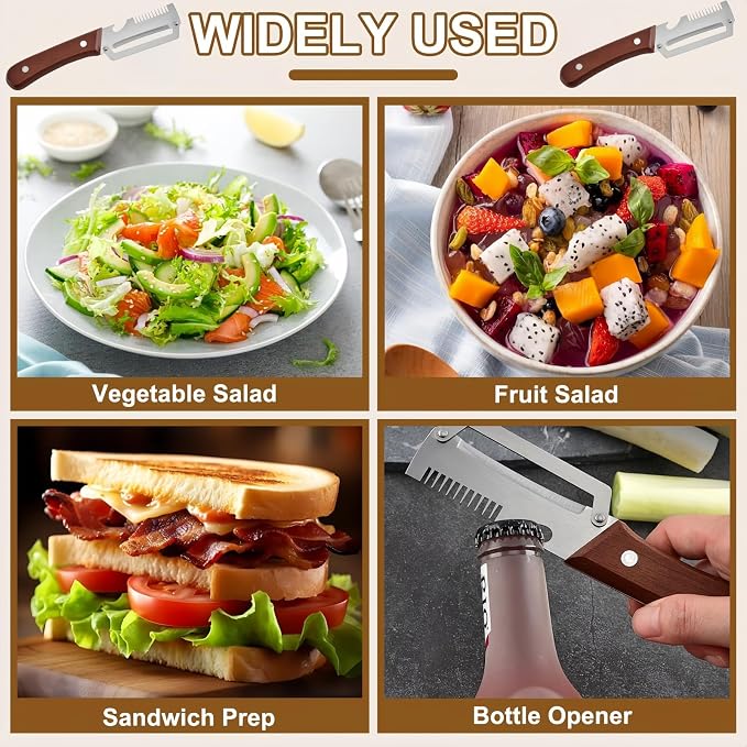 2PCS Multifunctional Vegetable Peeler, Upgrade 3-in-1 Wooden Handle Peelers - Image 8