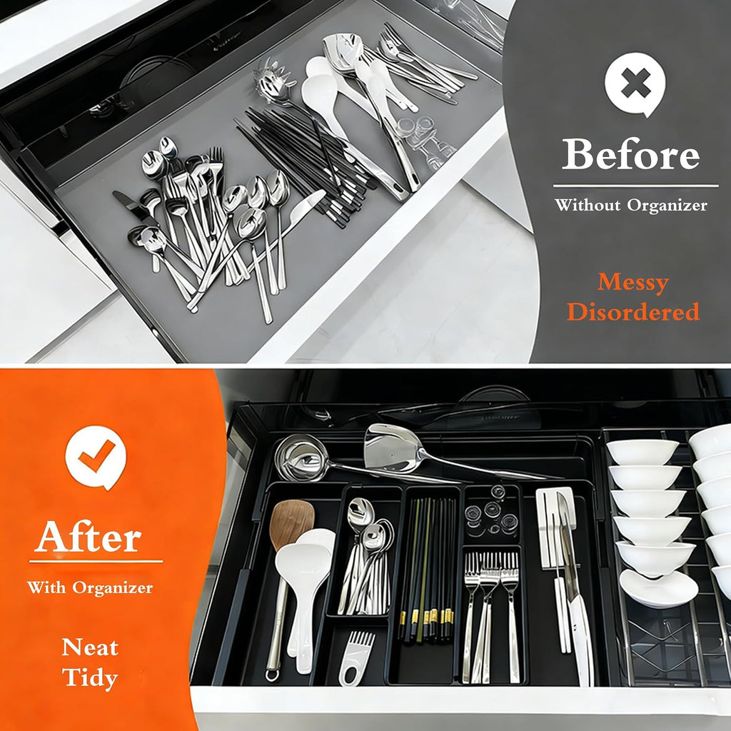 Expandable Silverware Drawer Organizer - BPA Free Flatware and Cutlery