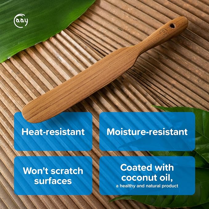 FAAY Handmade Teak Spurtle for Sourdough Starter – Wooden Stirring Stick & - Image 5
