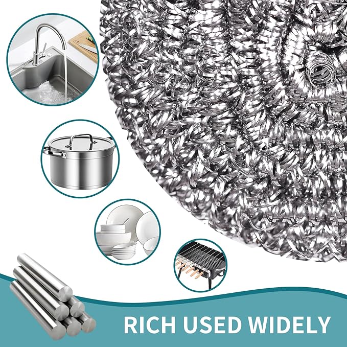 Carrie Joe Stainless Steel Scourer Heavy Duty Scrubber Pads Steel Wool Pack of 6 - Image 6
