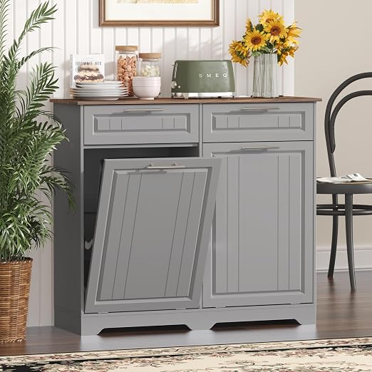 Double 10 Gallon Tilt Out Trash Can Cabinet - Image 8