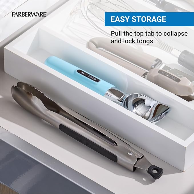 Farberware Stainless Steel Kitchen Tongs 9 Inch Locking Heat Resistant - Image 5