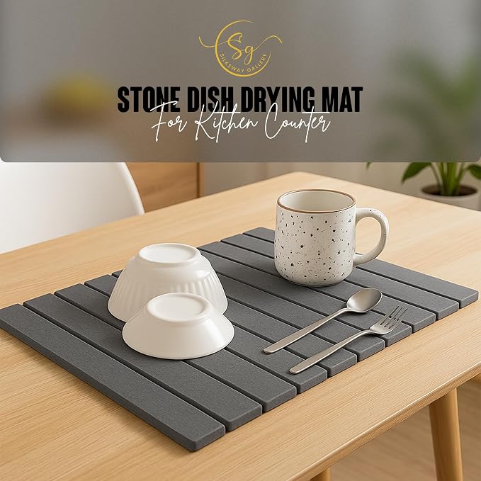 Large Stone Dish Drying Mat for Kitchen Counter, Instant Drying Pad, Super - Image 7