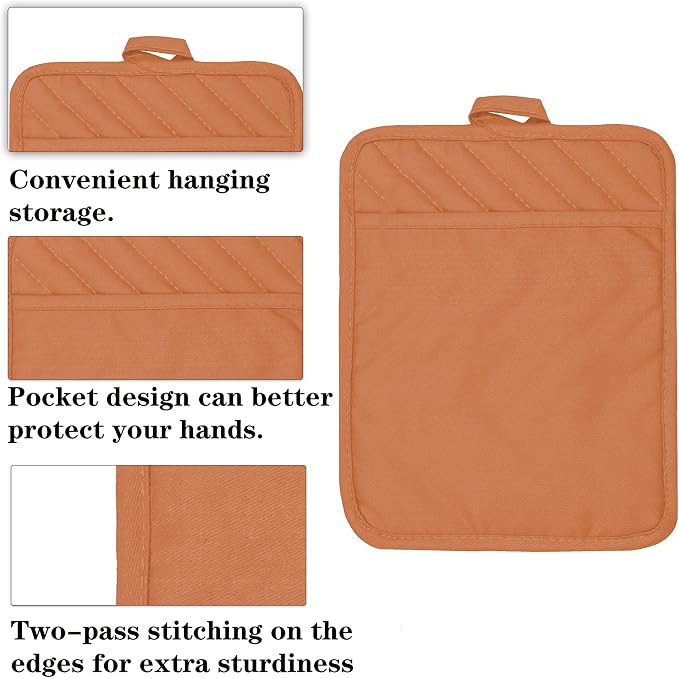 Oven Pot Holder with Pocket Cotton Heat Resistant Coaster Potholder Kitchen Hot - Image 3