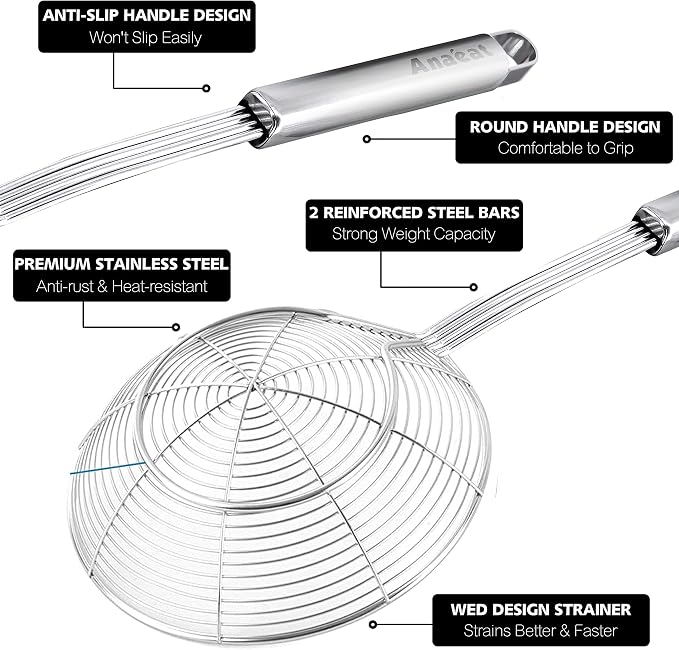 Anaeat Stainless Steel Spider Strainer Skimmer - Image 5