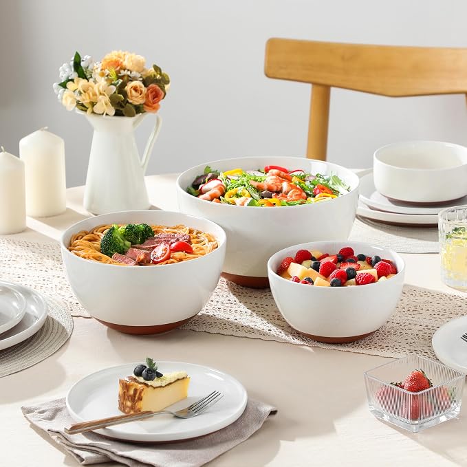 MALACASA Ceramic Mixing Bowls, Large Serving Bowls - Image 8
