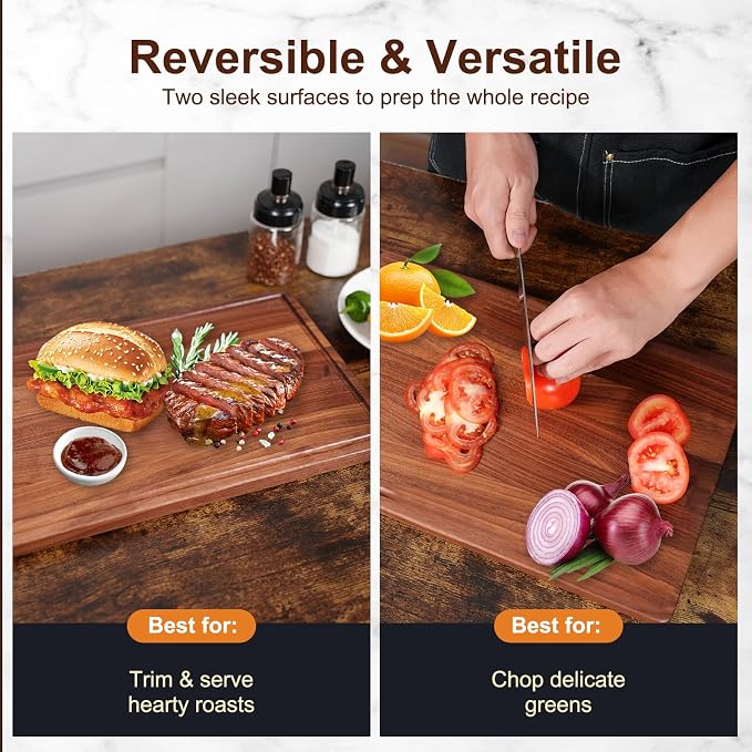 Walnut Wooden Cutting Boards for Kitchen, Solid Wood Cutting Board Set - Image 3