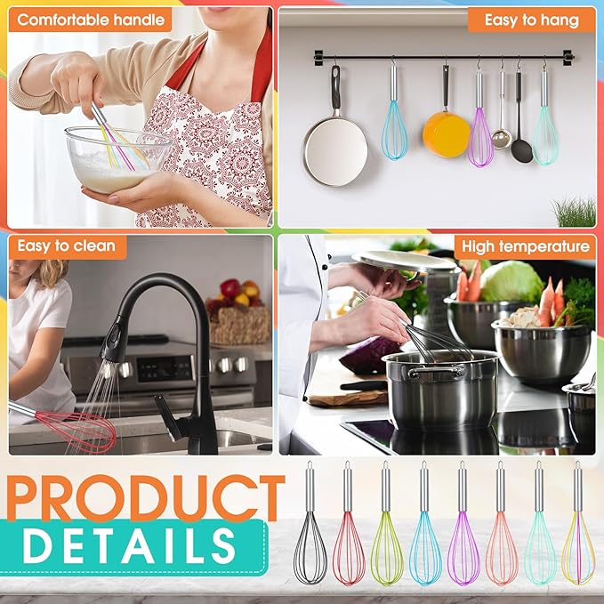 Domensi 8 Pcs 8 Inch Whisks Bulk - Image 3