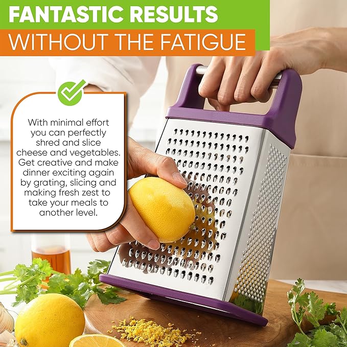 Spring Chef Purple Professional Stainless Steel XL Parmesan Cheese Grater - Image 7