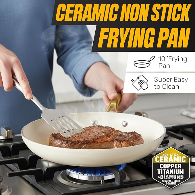 Gotham Steel 15 Pc Ceramic Cookware Set, Ceramic Pots and Pans Set Non Stick - Image 3