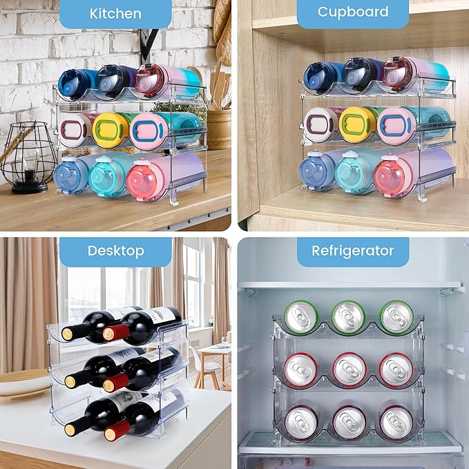 spospo Water Bottle Organizer for Cabinet, 3 Pack Water Bottle Organization and - Image 6
