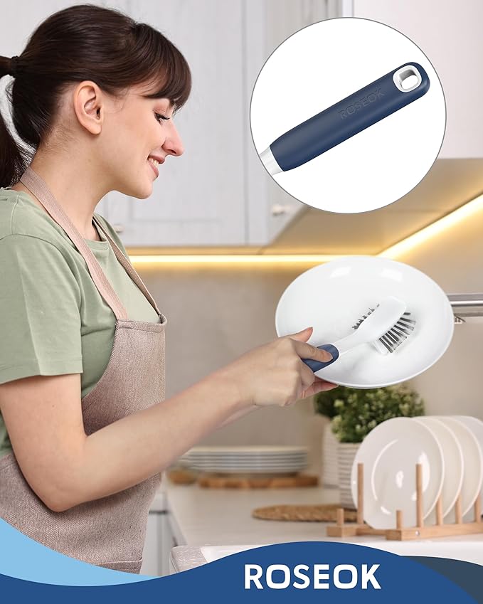 ROSEOK Dish Brush with Built-in Scraper, Kitchen Scrub Brush - Image 6