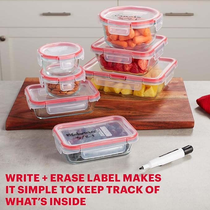 Pyrex Freshlock Glass Food Storage Containers Set, Airtight & Leakproof Plastic - Image 5