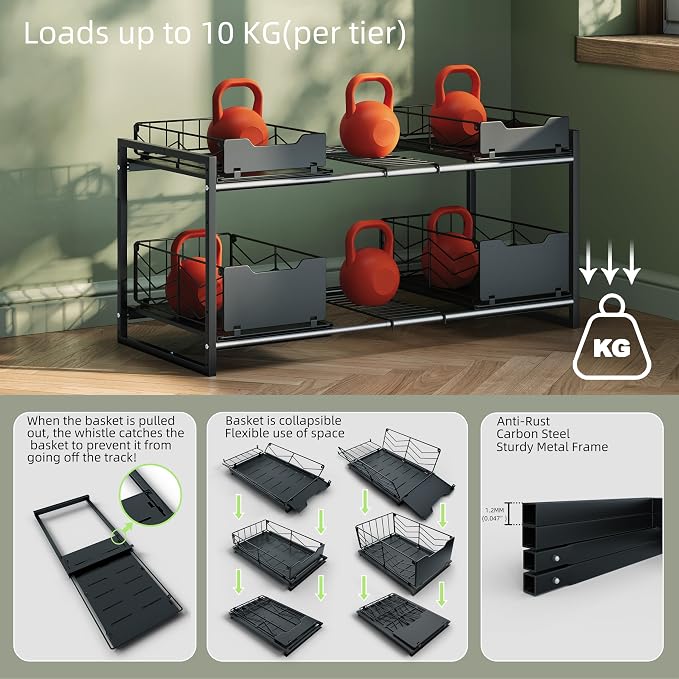 NETEL Adjustable Under Sink Organizers and Storage, Expandable Cabinet Storage - Image 6