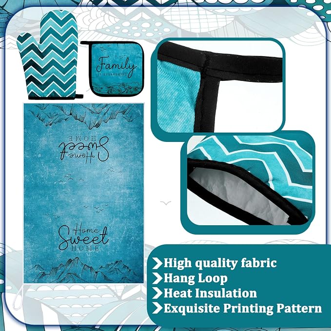 Bencailor 6 Pcs Boho Mountains Kitchen Towels Oven Mitts and Pot Holders Set - Image 5