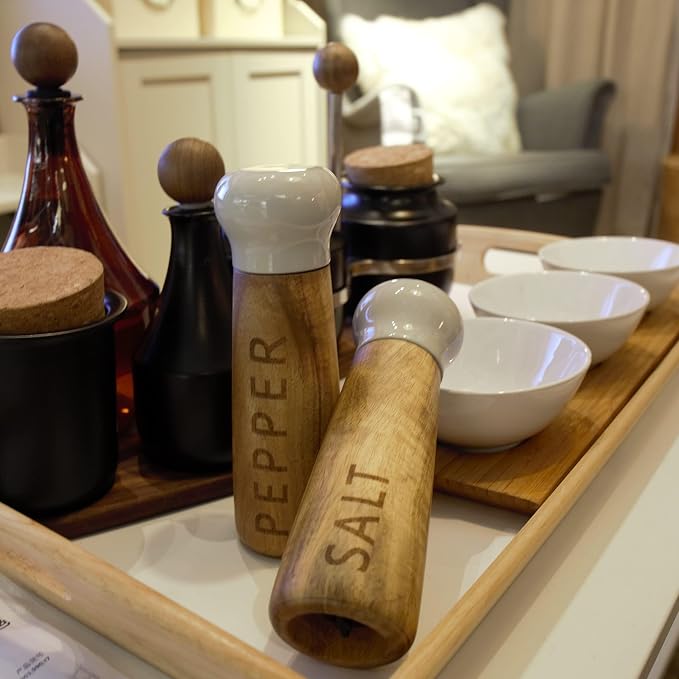 Tessie & Jessie Wooden Salt and Pepper Grinder Set, Premium Acacia Wood - Image 7