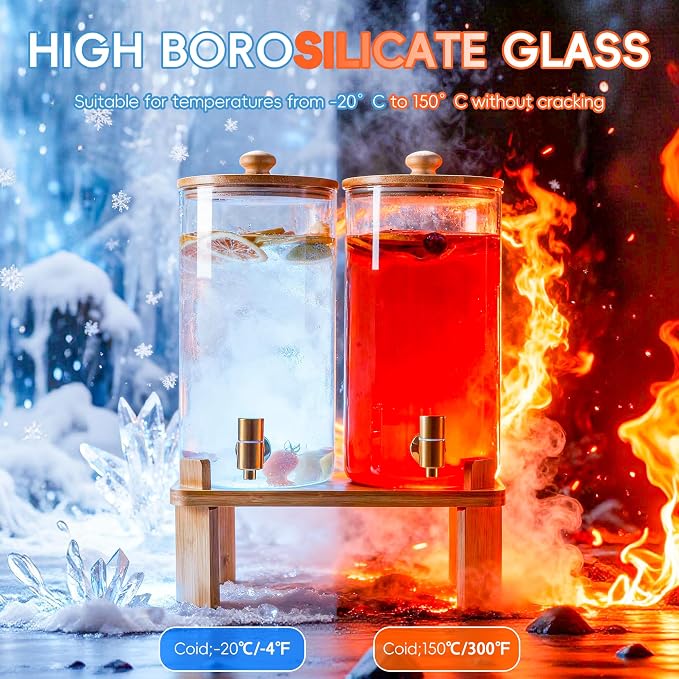 1.5 Gallon 2 Pack Glass Drink dispenser - Image 3