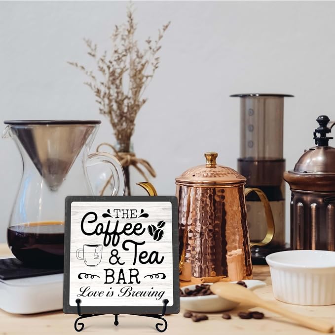 Coffee Bar Sign, Love is Brewing Farmhouse Tabletop Decor, Coffee and Tea Lover - Image 7