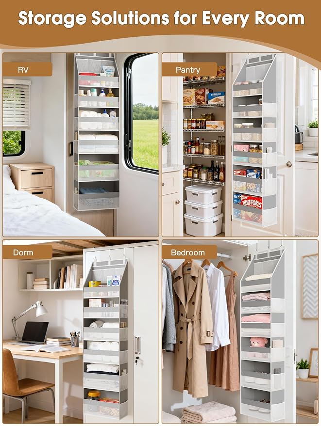 Criusia 2 Pack Over The Door Organizer, Heavy-Duty 6-Shelf Hanging Storage - Image 7