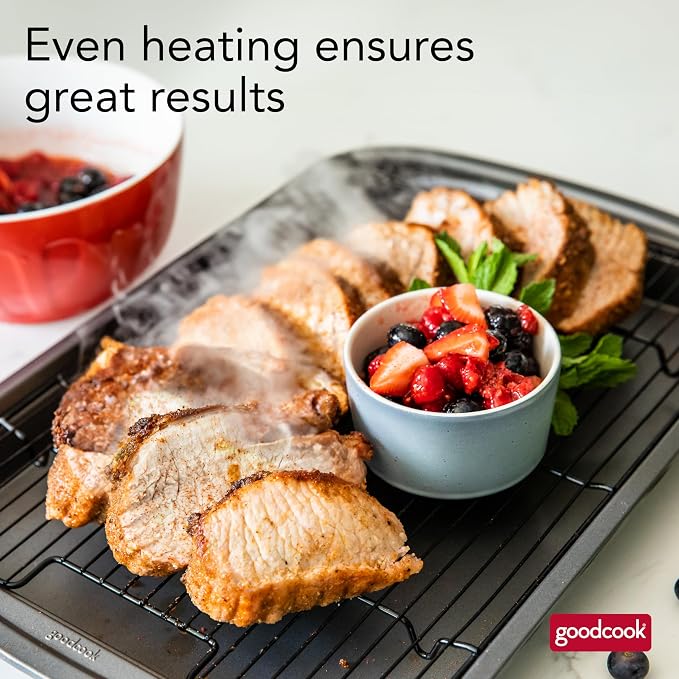 GoodCook 15” x 10.5” Nonstick Carbon Steel Baking Pan & Raised Wire Rack – - Image 8