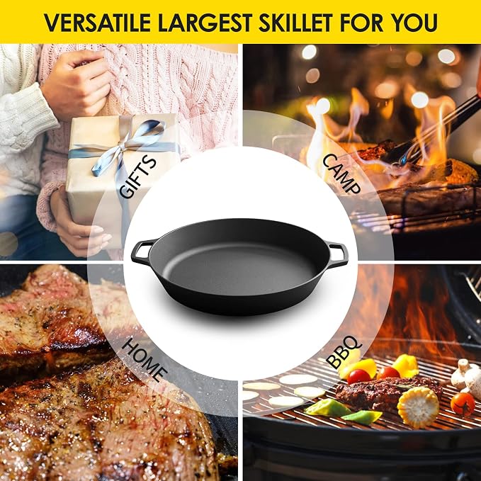 EDGING CASTING Pre-Seasoned Large Cast Iron Skillet 17 Inch, Dual Handle - Image 7