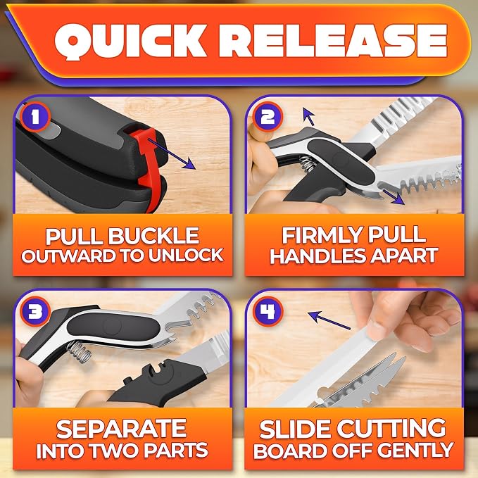Cutting Board Scissors for Food – 6-in-1 Kitchen Shears - Image 7