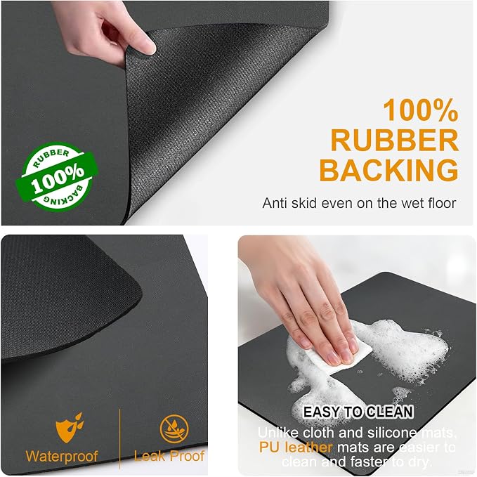 Dish Drying Mat & Coffee Mat for Kitchen Counter, Absorbent Microfiber - Image 6