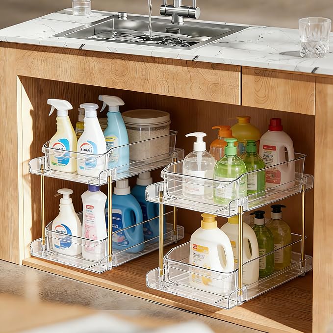 LAREKUN4pack 2-Tier Organizer & Storage Unit Stackable Bathroom Cabinet - Image 8