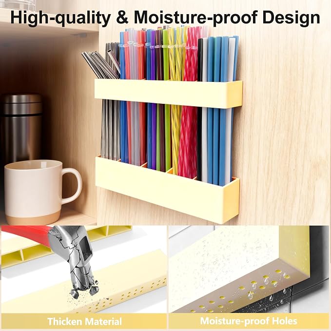 Straw Holder for Cabinet Door, 9.6” Adjustable Two-Part Large Acrylic Straws - Image 5