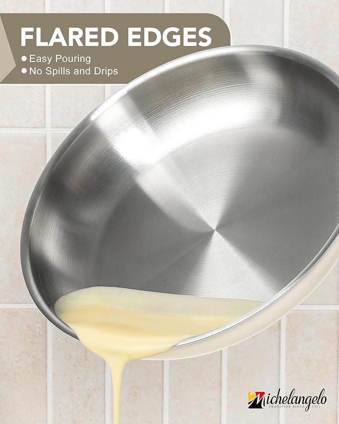 MICHELANGELO Stainless Steel Frying Pan Set, Triply Base Cooking Pans - Image 6