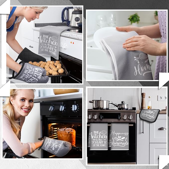 Sratte 6 Pcs Kitchen Decor Accessories Set Farmhouse Towels Pot Holders Oven - Image 5