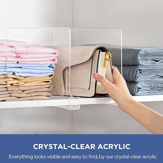 HBlife 12 Inches Tall Clear Shelf Dividers, 18 Pack Purse Organizer - Image 3