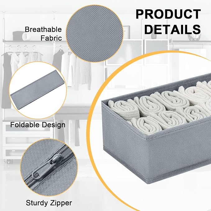 DIMJ Drawer Organizers Clothes, Fabric Closet Organizers and Storage, Shallow - Image 2