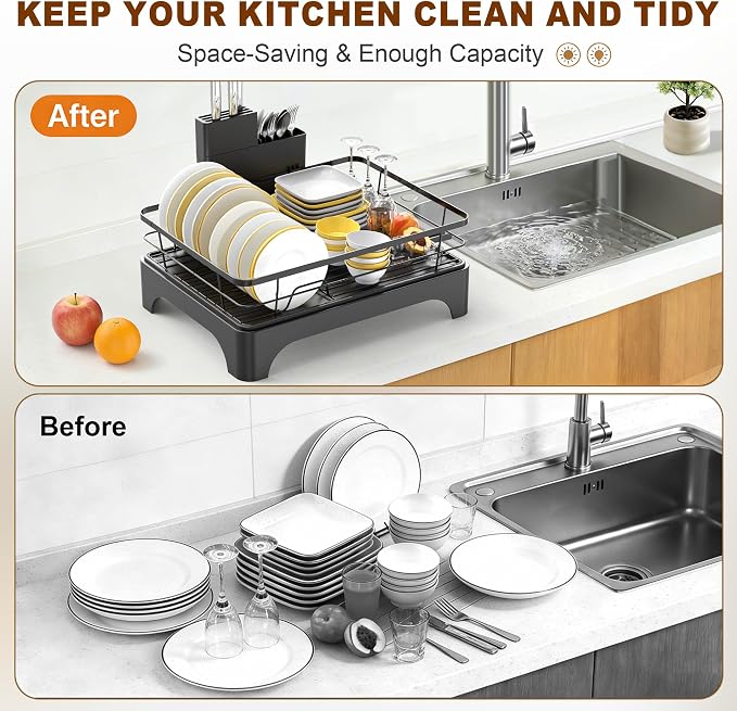 Dish Drying Rack for Kitchen Counter, Dish Rack, Dish Drainer for Kitchen - Image 6
