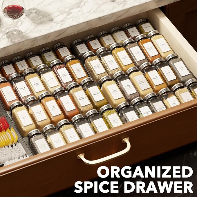 SpaceAid Bamboo Black Spice Drawer Organizer, Expandable 4 Tier Spices Rack - Image 7