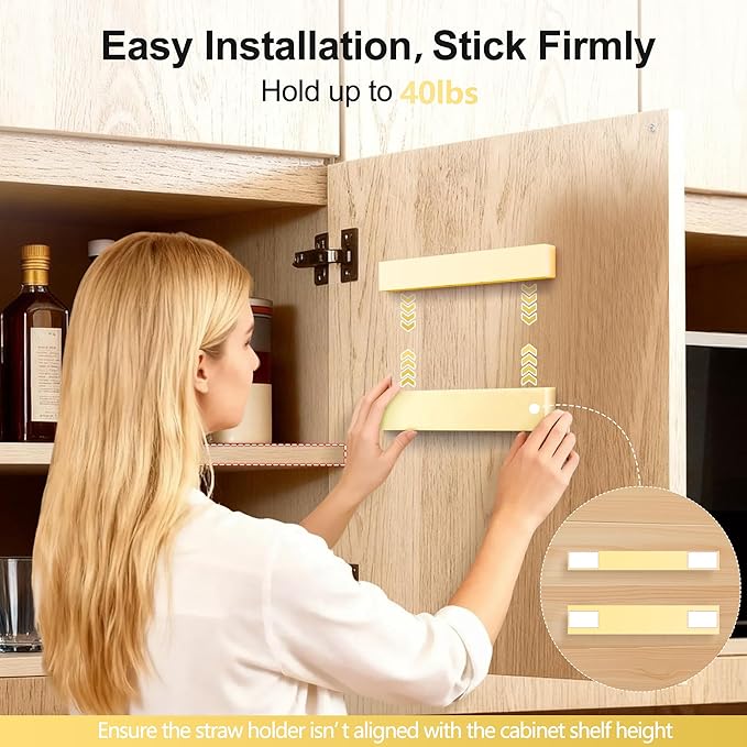 Straw Holder for Cabinet Door, 9.6” Adjustable Two-Part Large Acrylic Straws - Image 7