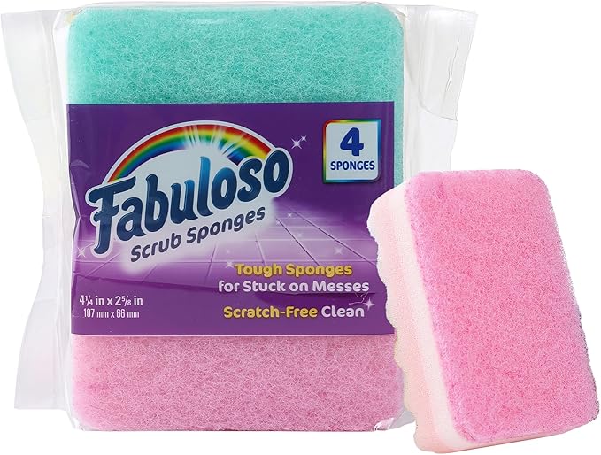 Fabuloso Scratch-Free Kitchen Dish Sponges, Rainbow Cellulose Scrubber Sponge by Fabuloso
