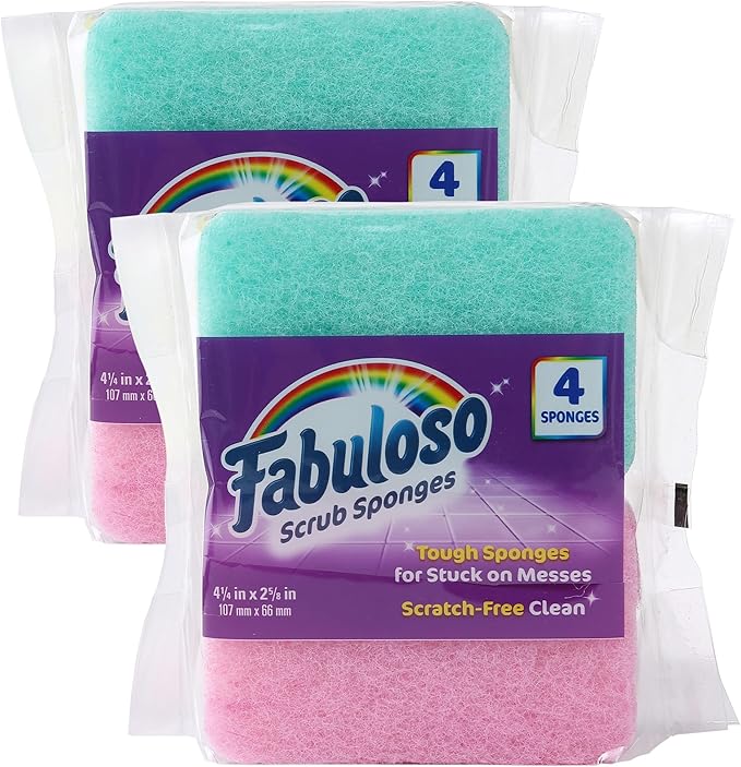 Fabuloso Scratch-Free Kitchen Dish Sponges, Rainbow Cellulose Scrubber Sponge by Fabuloso