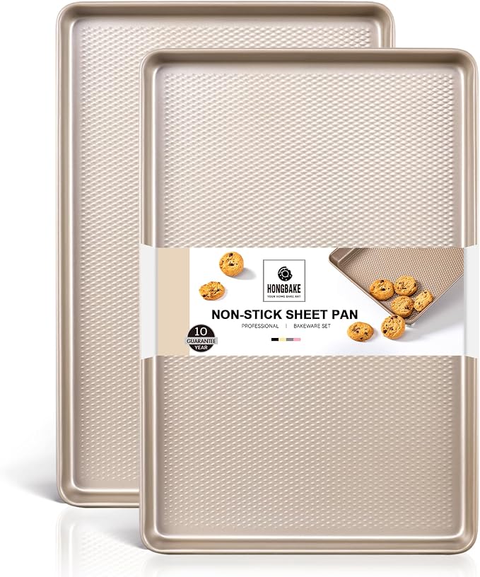 HONGBAKE 2 Pack Half Sheet Baking Pans, Non Stick Baking Sheet by HONGBAKE