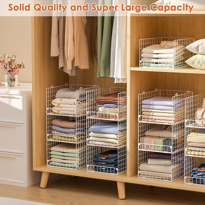 5-Tier Stackable Closet Storage Shelves, Closet Organizers and Storage Basket - Image 4