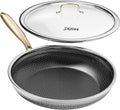 Frying Pan Nonstick with Lid 12 in, Honeycomb, PFAS-Free, All Cooktops