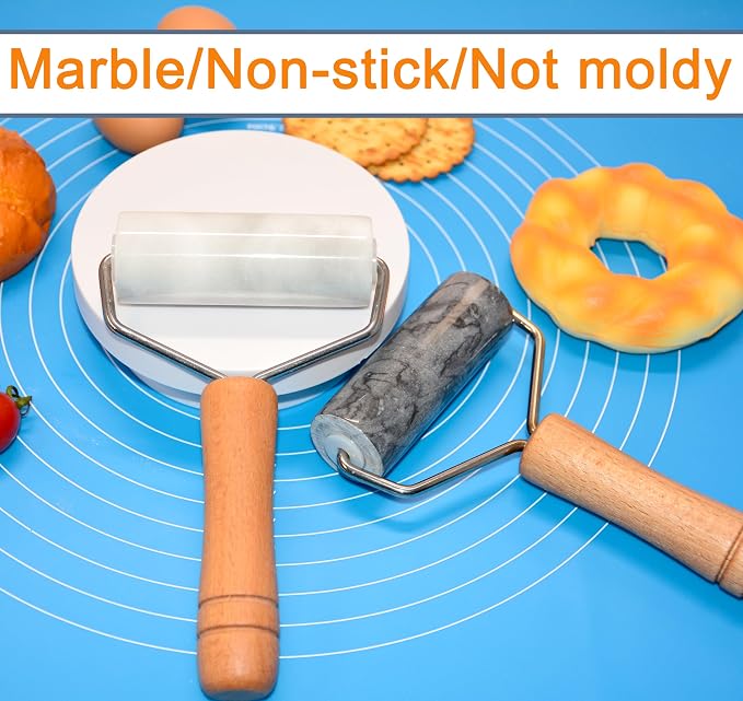 Tianman Rolling Pin Pizza Roller, Marble Roller Non-Stick T-Type, - Image 3