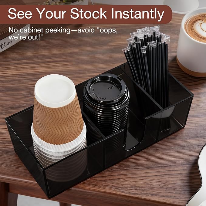 Acrylic Coffee Cup Holder for Countertop, 3 Slots Acrylic Coffee Bar - Image 4