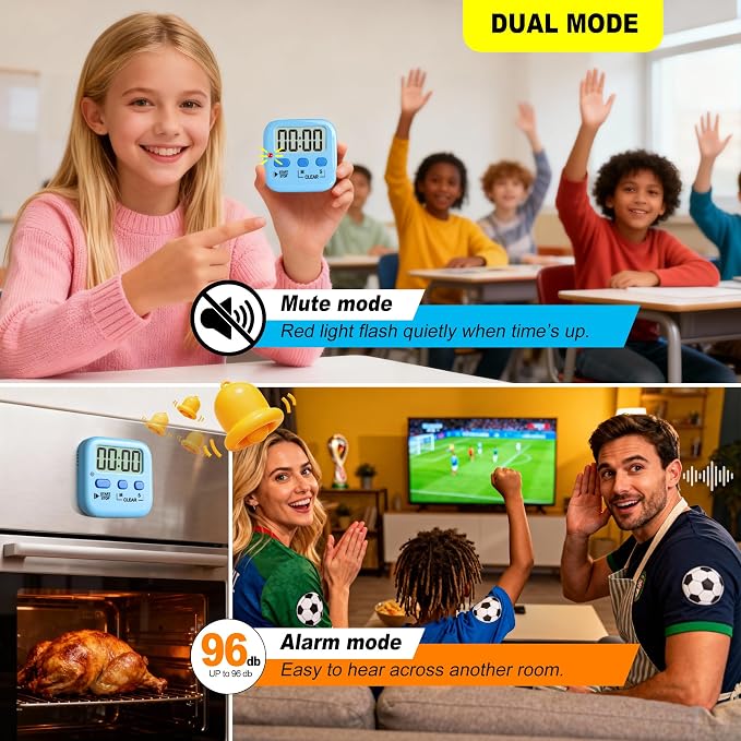 Antonki 2 Pack Digital Timer for Kids, Magnetic Countdown Kitchen Timers for - Image 6